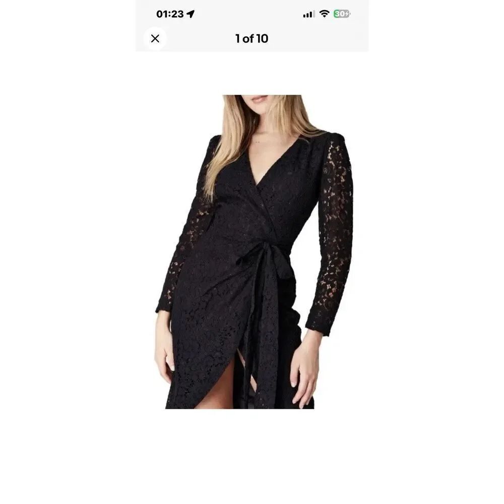NWT Romee Bardot Lace Wrap Assymetrical Mini Dress size Medium